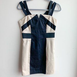 H&M Black and tan cocktail dress midi size 6